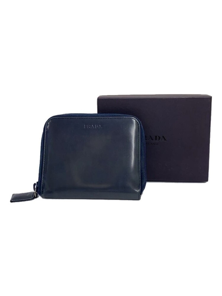 Prada Men's Navy Leather Wallet with Original Box