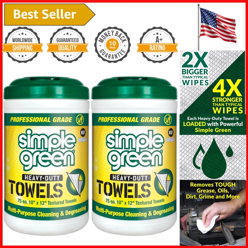 Extra-Large Heavy-Duty Cleaning Towels - 2 Pack, Perfect for Large Messes