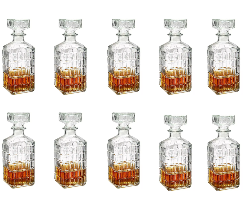 Whiskey Decanter 1L 34Oz Clear Tempered Glass Bottle Spirits Vessel Pack of 10