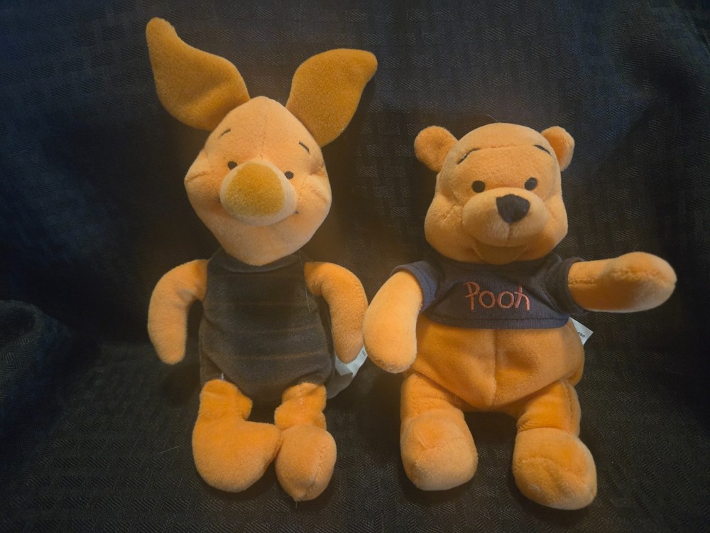 Halloween Pooh And Piglet Plush Set Disney Store Winnie The Pooh Orange & Black