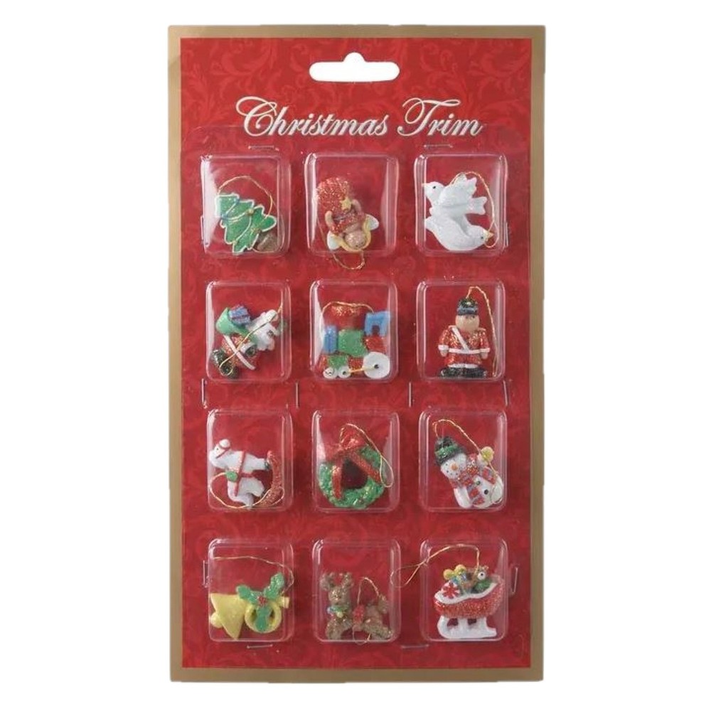 Kurt Adler Resin Christmas Ornaments, Mini Petite Treasures (Pack of 12)