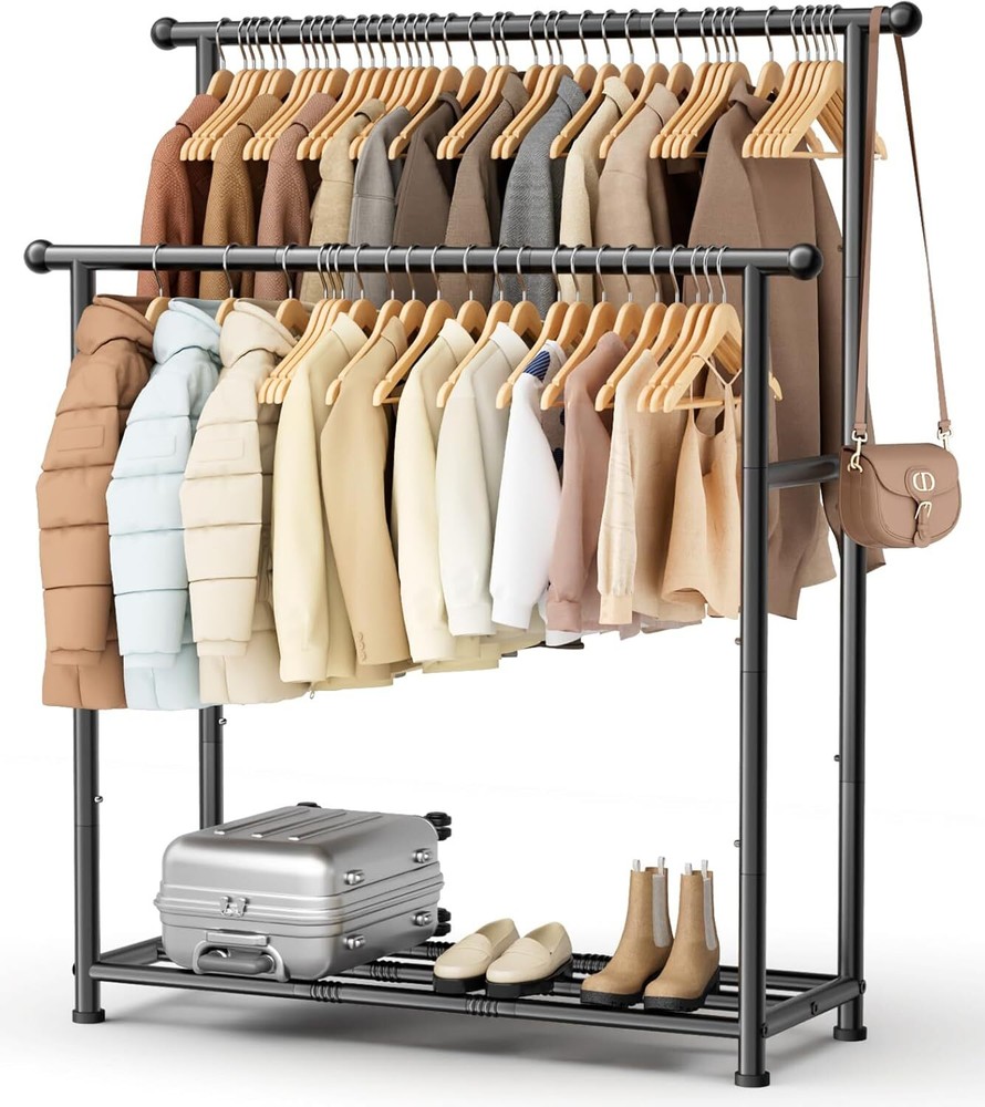 Heavy Duty Double Rod Garment Rack Clothes Organizer-image