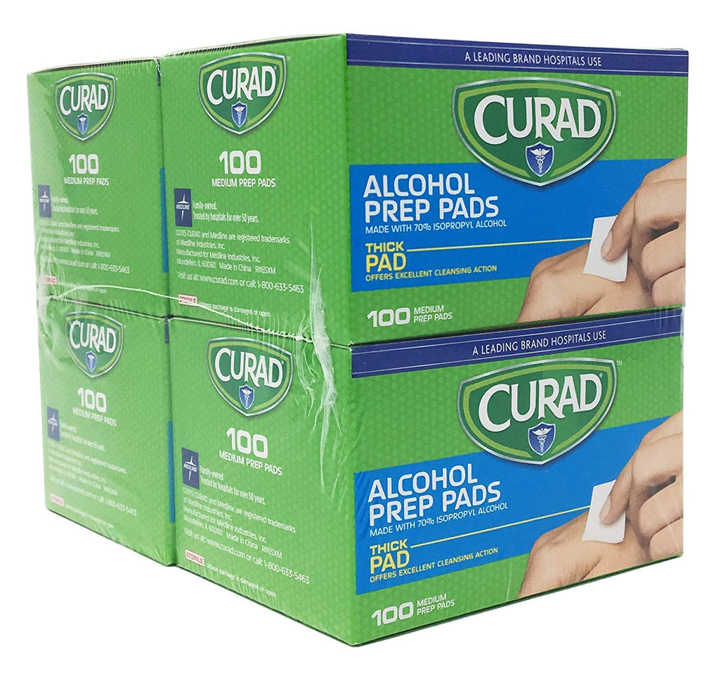 Alcohol Prep Pads (Pack of 4 Boxes), Thick Alcohol Swabs (Package May Vary)