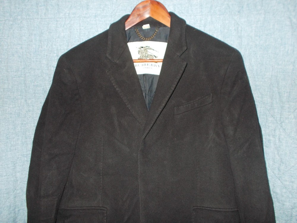 Christmas Sale! Burberry Men's Vintage Black Wool Cashmere Coat, 54-image