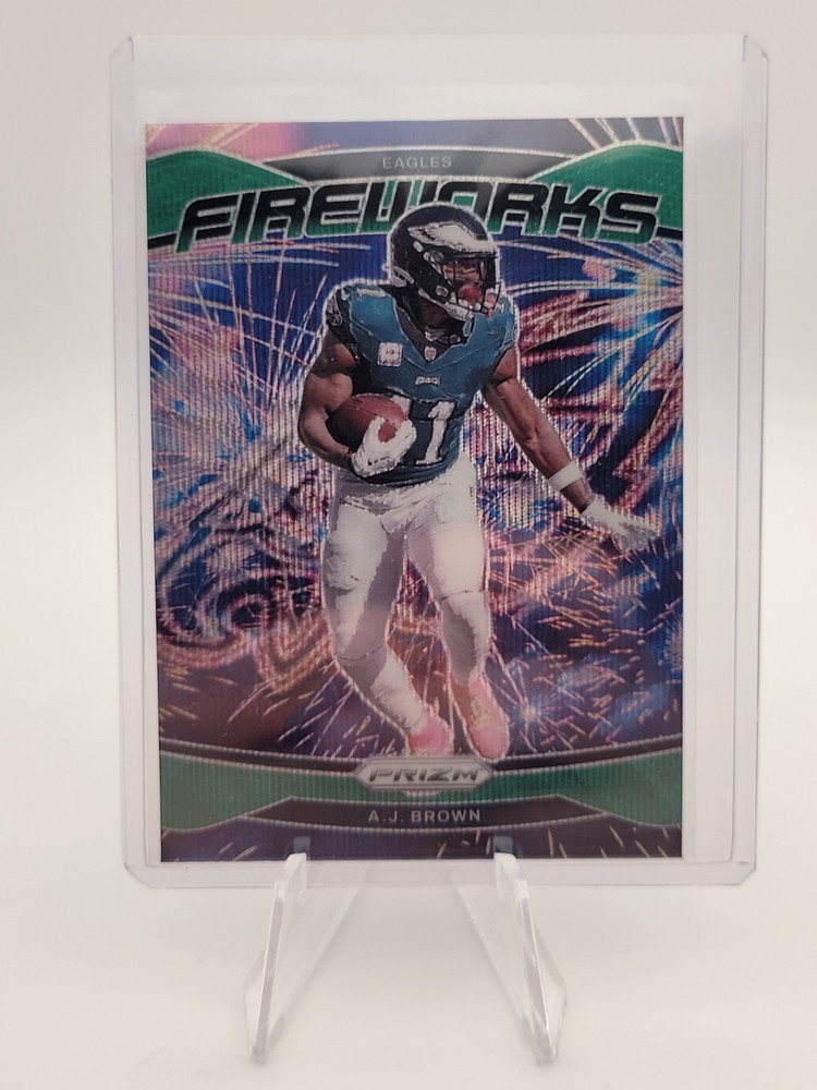 2024 Panini Prizm Fireworks Green Wave A.J. Brown Eagles Football Card
