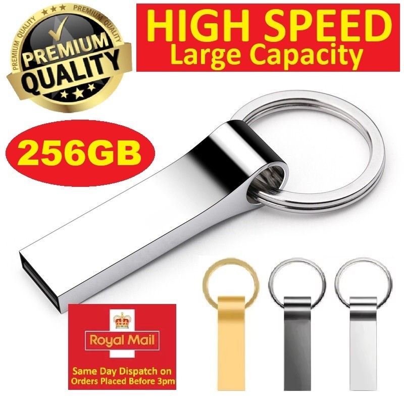 256gb Metal USB 2.0 Memory Stick Flash Pen Drive High Speed - PC Mac TV Car etc