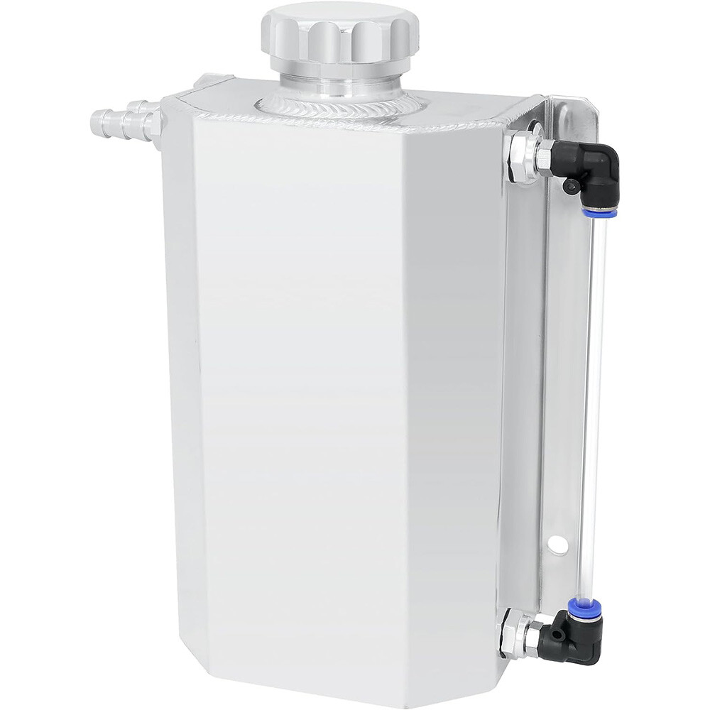 2L Aluminum Radiator Coolant Overflow Bottle Recovery Water Tank Reservoir Silve