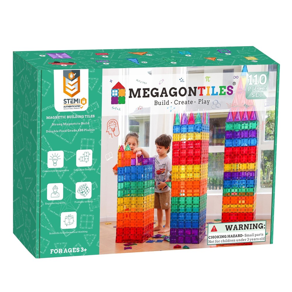 110PCS STEM Magnetic Building Blocks for Kids – Premium Magnet Tiles for Creative Play