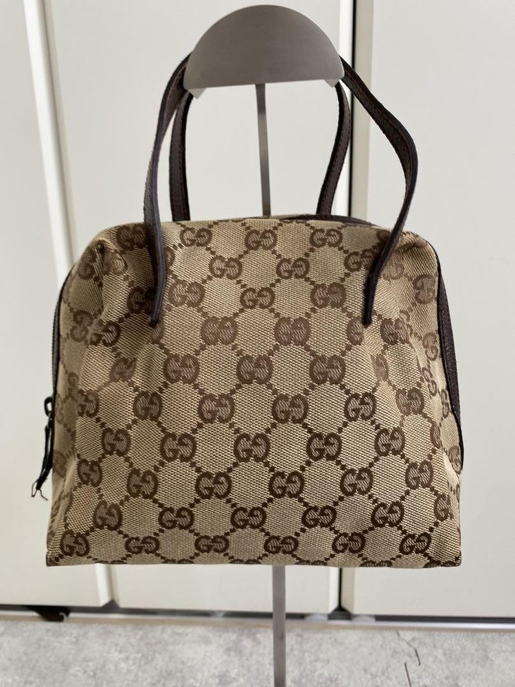 GUCCI GG Monogram Handbag in Soft Beige and Brown Leather