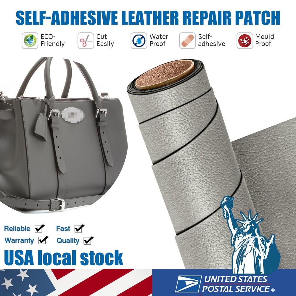 DIY Leather Repair Patch Kit Seat Bag Sofa Couch Chair Clothing Sticker Grey