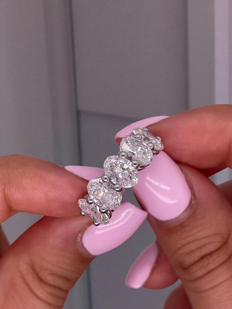 5 Carat Oval Diamond IGI Certified Lab Grown Diamond Wedding Ring 14K White Gold