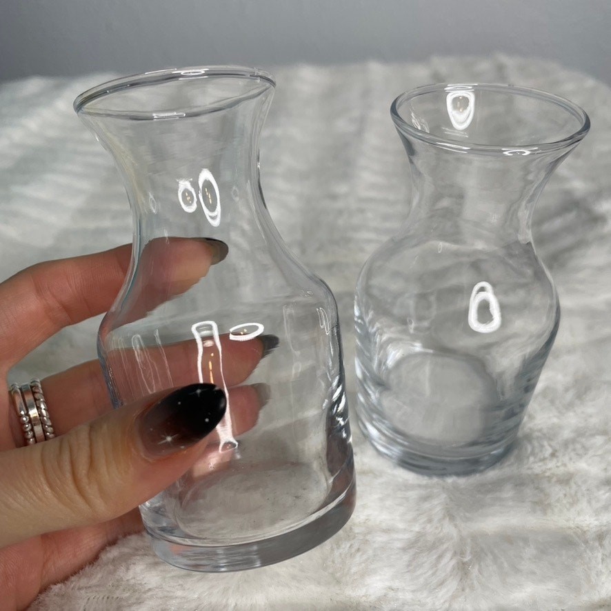 2 Clear Glass Cream Carafes with Lids – Elegant Set