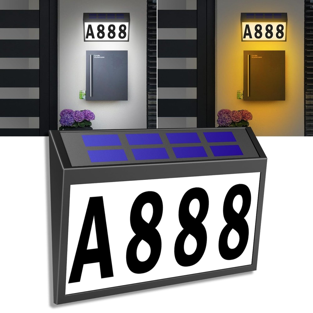 Solar House Numbers Light, Lighted House Numbers Sign Plaque Address Numbers ...
