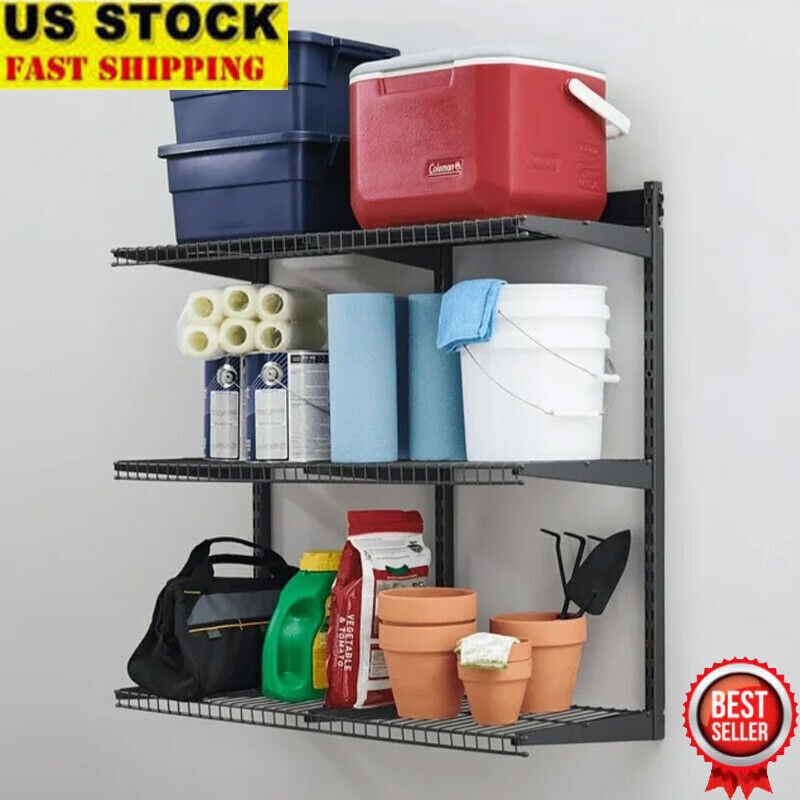 Rail Shelving Kit Wire Shelves Storage Heavy Duty Basements Garage Laundry Room
