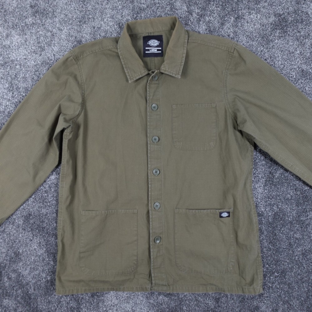 Dickies Overshirt Chore Pockets Work Shirt Mens Size Large Green