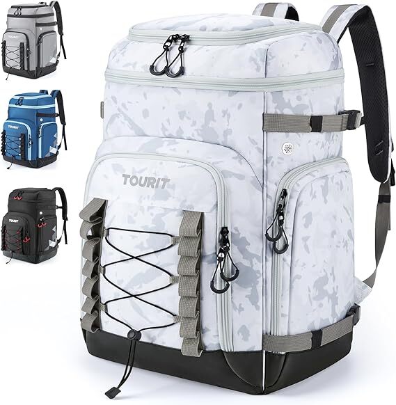 55L Ski Boot Backpack for Men & Women with Helmet Storage - White Prin Design