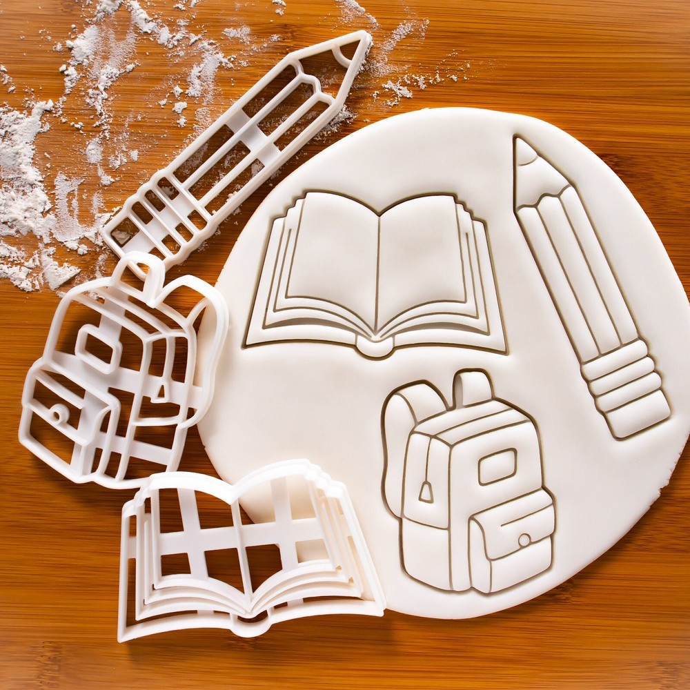 Back to School Cookie Cutters Set - Pencil Book Backpack Graduation Class-image