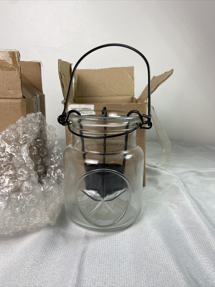 Lot of 2 NIB Yankee Candle Star Glass Metal Tealight Holders Retired Collection
