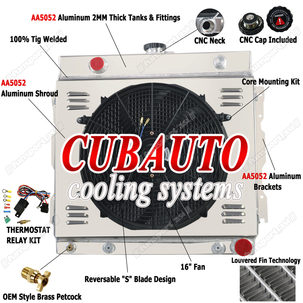 2 Rows Radiator Shroud Fan Relay For 1972-79 Dodge D/B/W 100 200 300 Pickup 5.2L