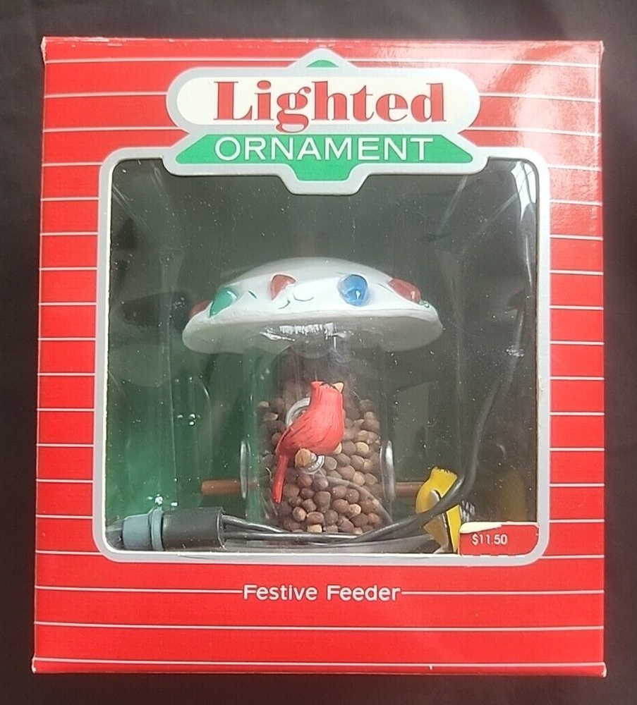 Hallmark Keepsake Ornament  Lighted Plug In Festive Feeder 1988