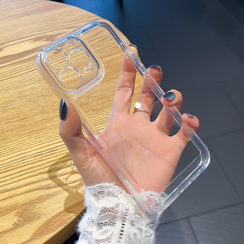 Shockproof Clear Silicone Case for iPhone 13 14 15 16 Pro Max Plus Protective Back Cover