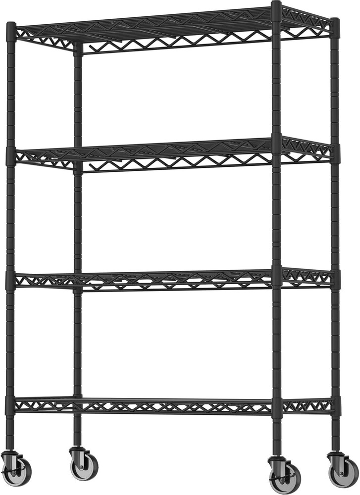 4-Shelf Heavy Duty Adjustable Metal Storage Rack on Wheels