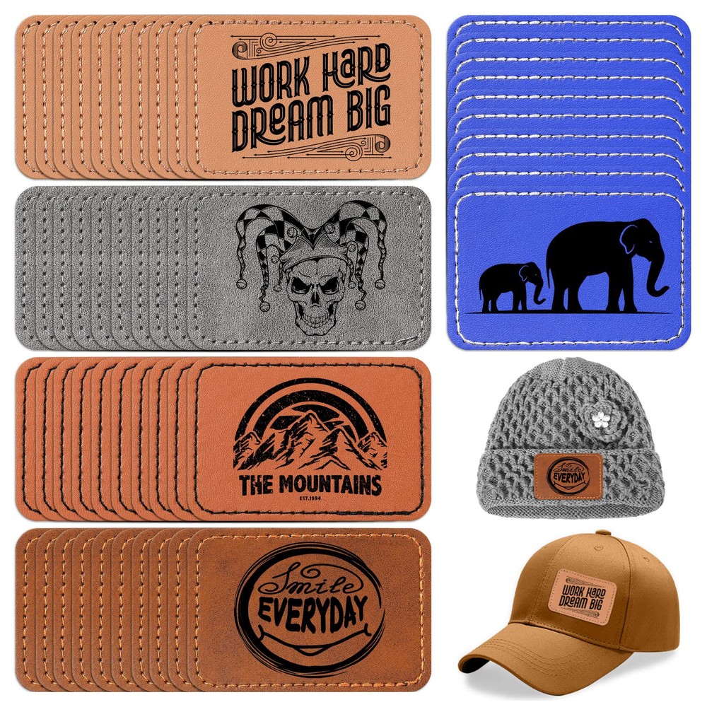100 Pcs Leather Name Patches for Hat Personalized Name Tags Blank Leatherette...