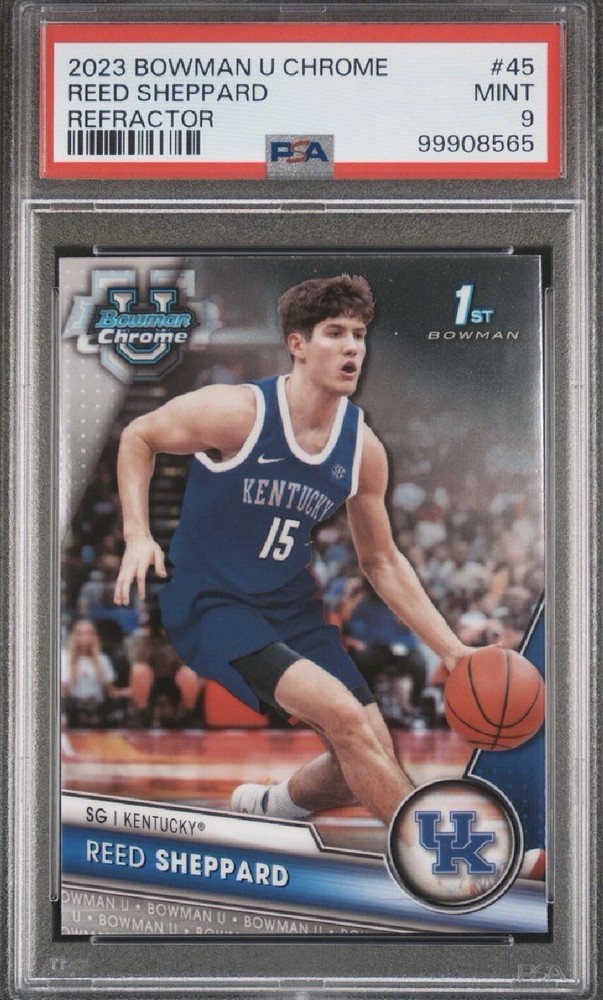 REED SHEPPARD 2023 Bowman U Chrome RC 1ST PSA 9 Houston Rockets/ UK Wildcats