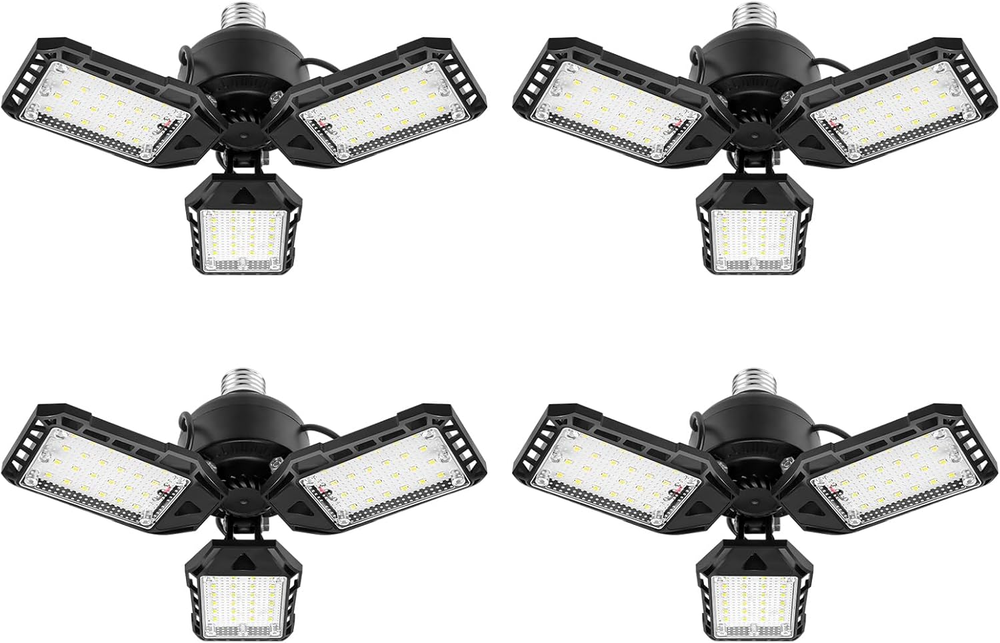 80W 8000LM 6500K LED Garage Lights Bulb 4 Pack with 3 Adjustable Panels