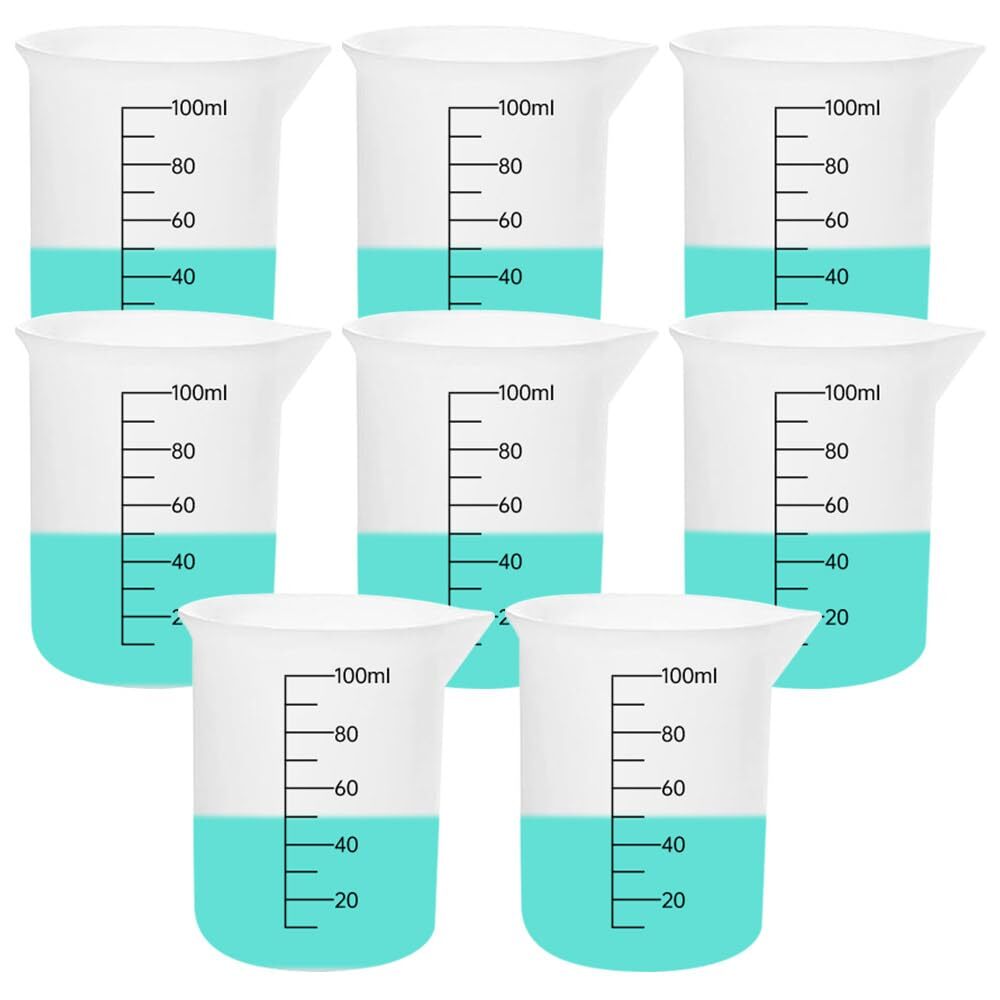 8 Pcs Silicone Measuring Cups Kitssilicone Measuring Cup100ml Nonstick Mixing Cu