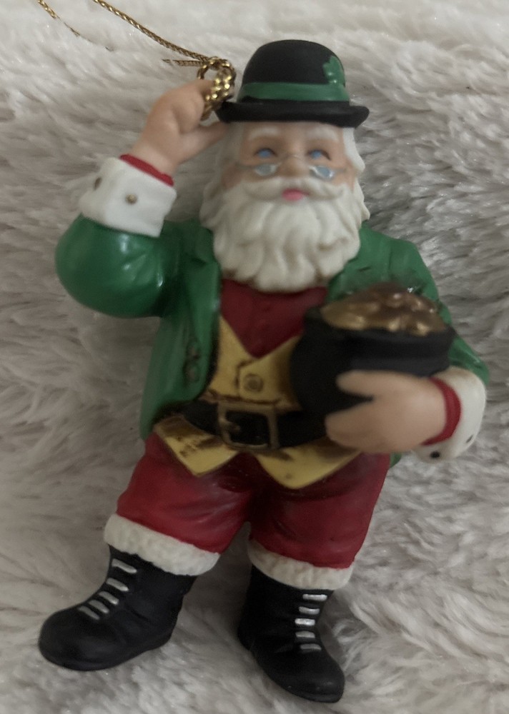 Danbury Mint Around the World Irish Santa Christmas Ornament