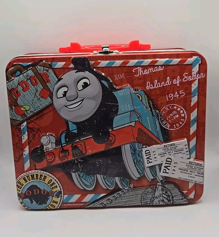 THOMAS The Tank Engine Island of Sodor Red Tin Lunchbox With Puzzle