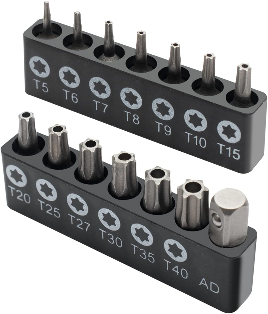 14-Piece Tamper Resistant Star Bit Set T5-T40 Chrome Vanadium Steel Impact Rated