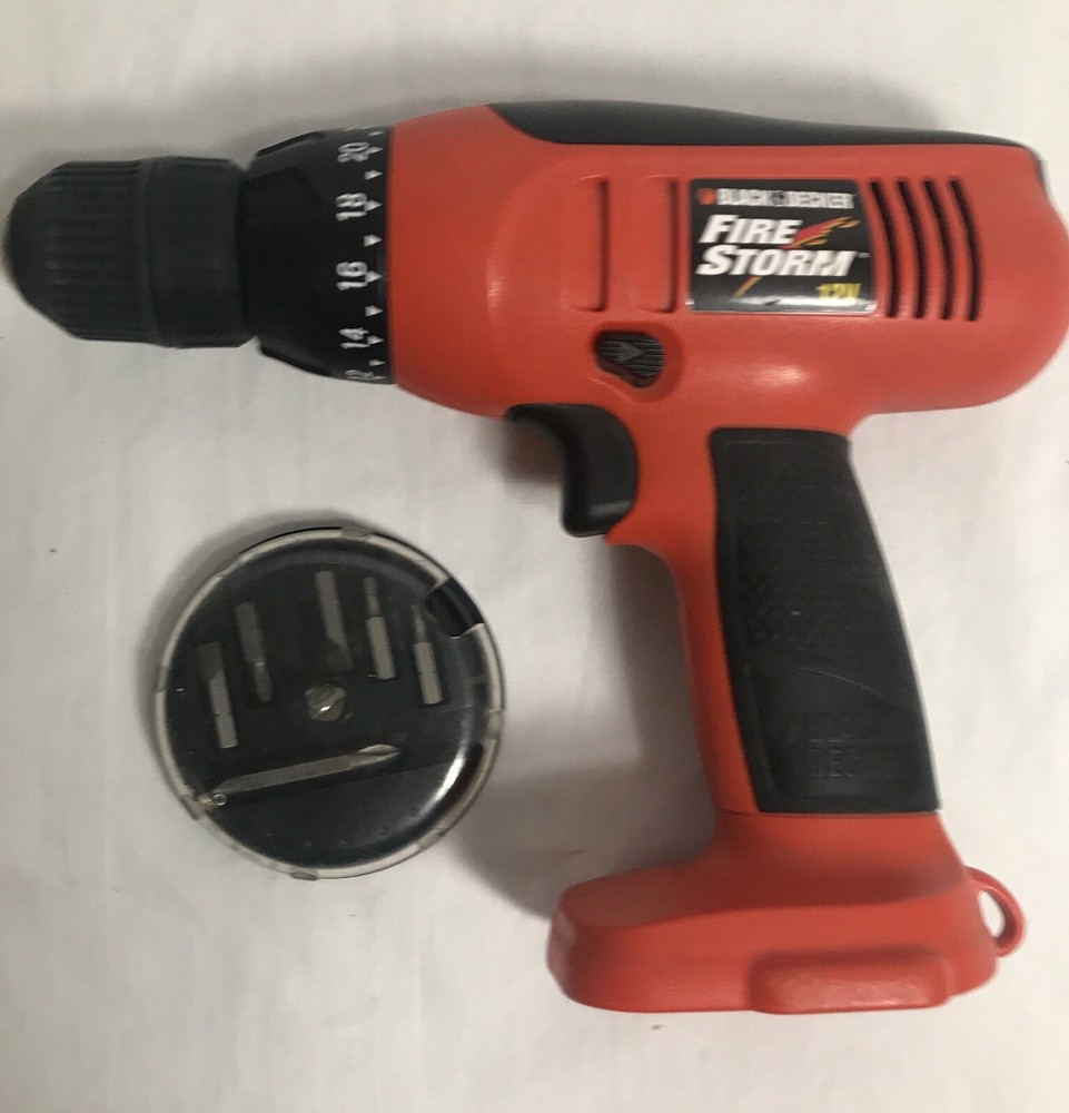 Black and Decker 12V Firestorm Cordless Drill with 6 Driver Bits No Battery Included  