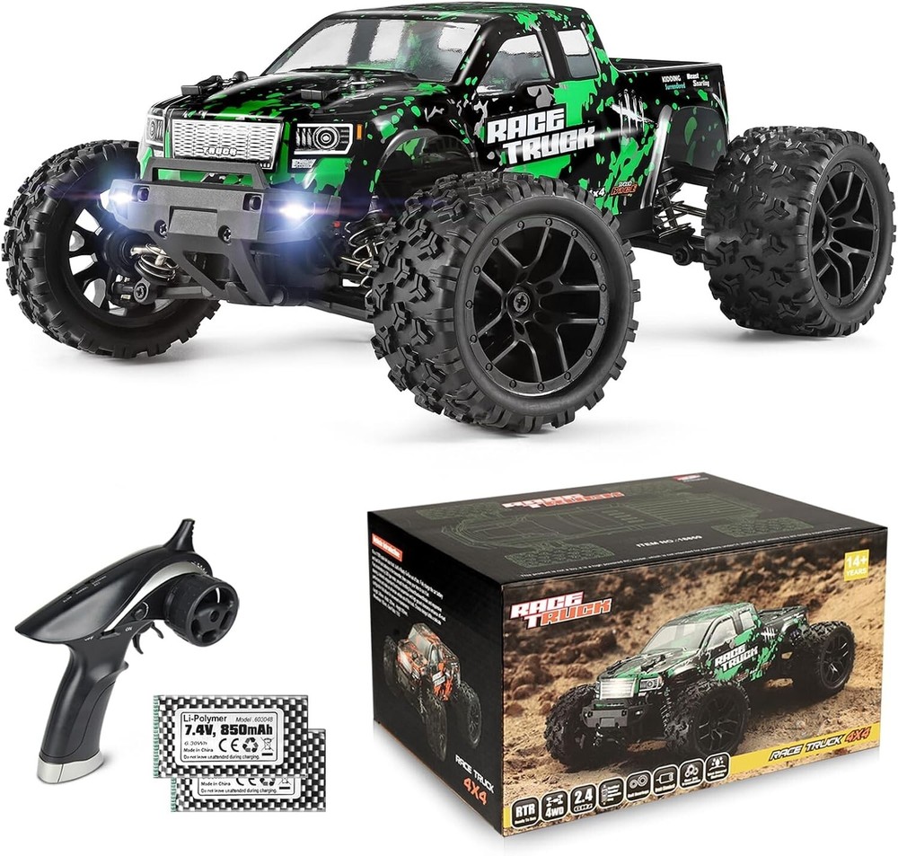 Durable 1:18 Scale Waterproof RC Truck - High Speed 4WD with Dual Batteries