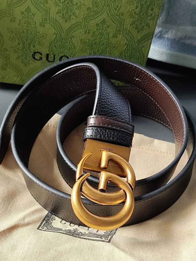 Reversible Black/Brown Leather Marmont Gucci Belt Gold GG 110cm US/UK Duty Free
