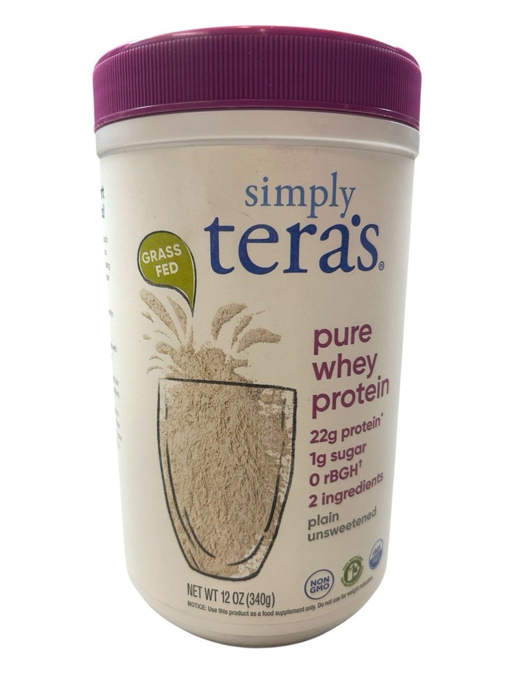 Simply Tera Pure Whey Protein - Unsweetened 22g Protein 12oz Exp 10/25