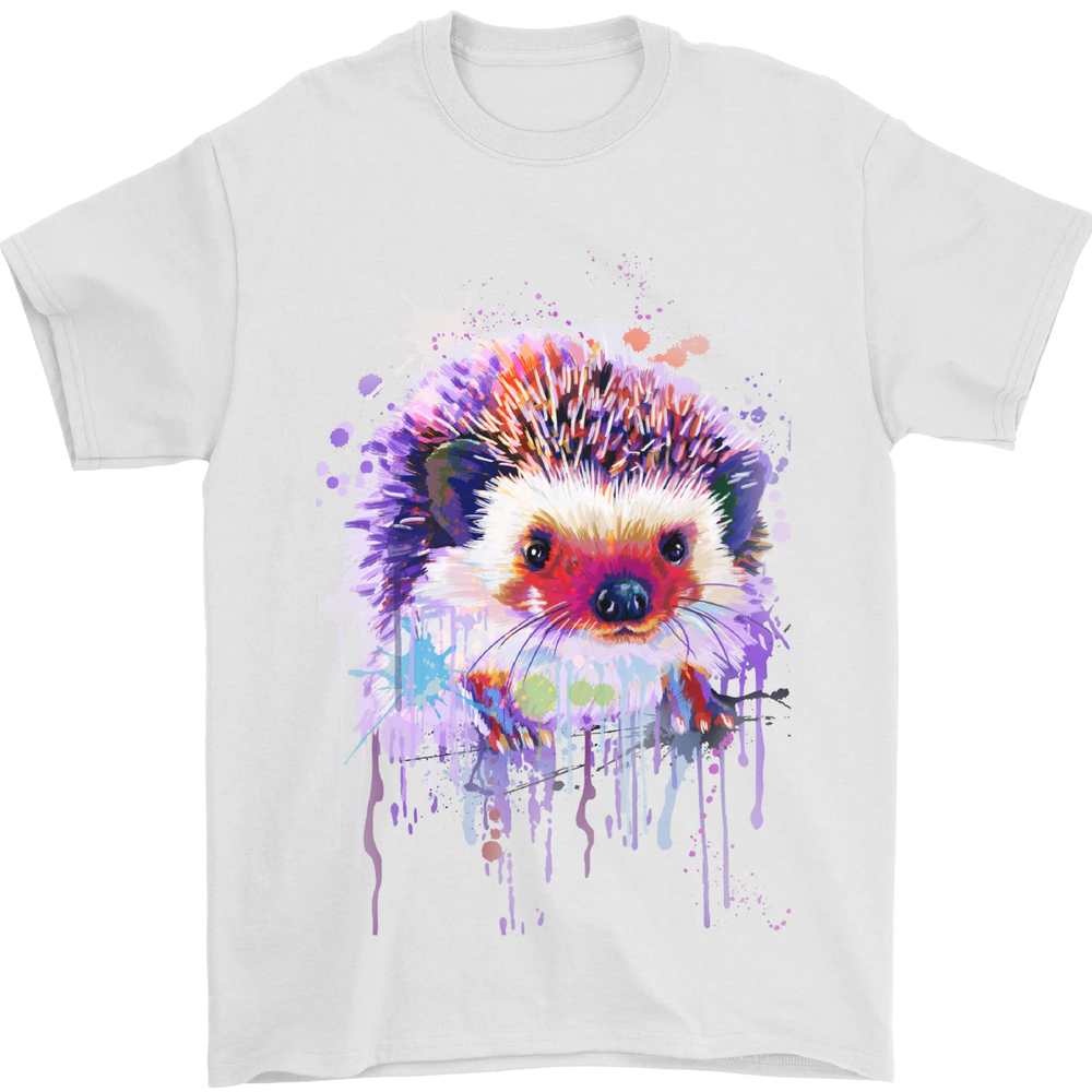 Hedgehog Watercolour Mens T-Shirt 100% Cotton