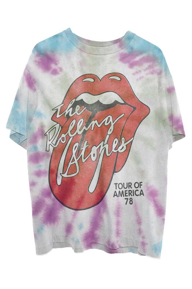 Official Unisex Rolling Stones USA 78 Tour T-Shirt Logo Dye Wash Size