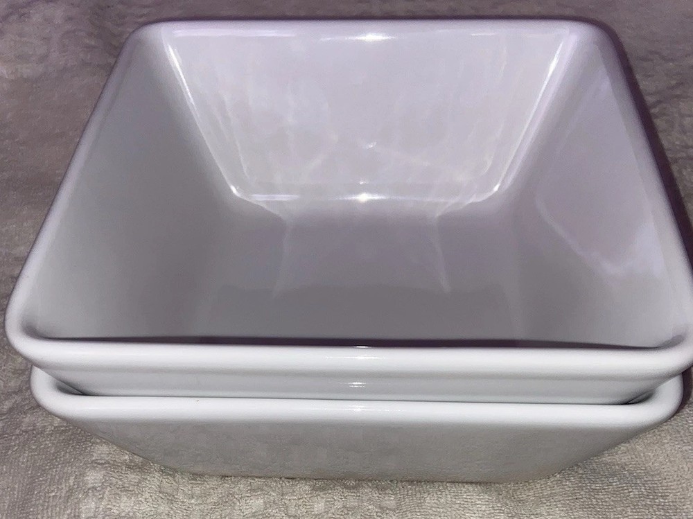 Pampered Chef Small White Square Bowl Set of 2 #1944