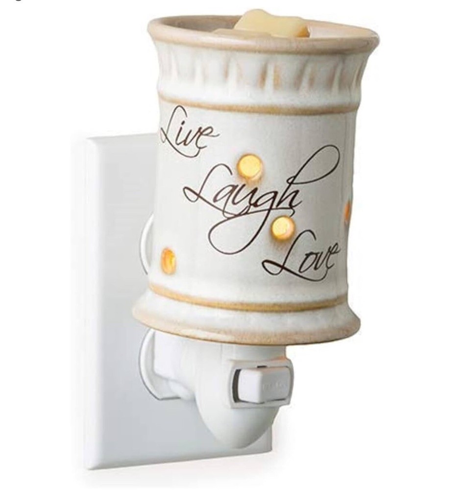 Ceramic Plug-In Wax Melter Warmer with 3 Scented Wax Sets Live Laugh Love Design  