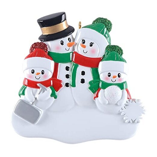 2024 Snowman Ornament，Personalized Snow Shovel Family Family of 4