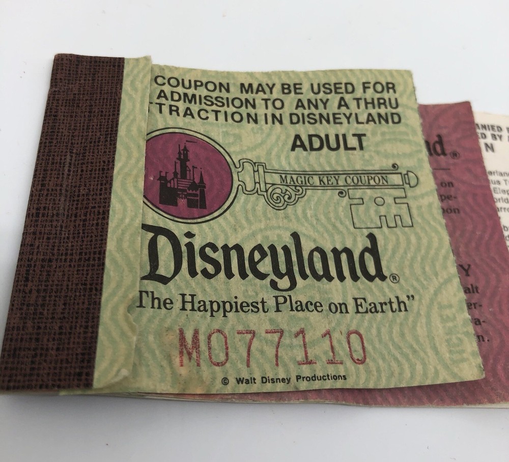 Vintage Disneyland Adult Ticket Coupon Booklet with Original Disney Magic Kingdom Art-image