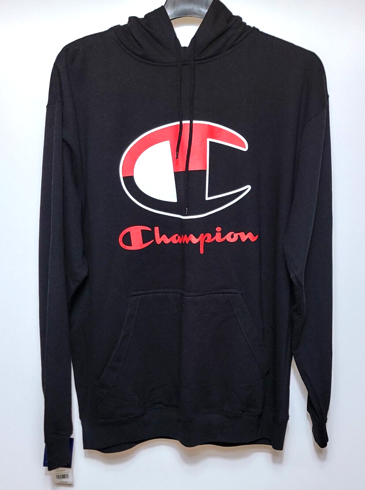 NWT 2XLT Men's Champion Big C Logo Powerblend Hoodie Black - Red/White - $55.00