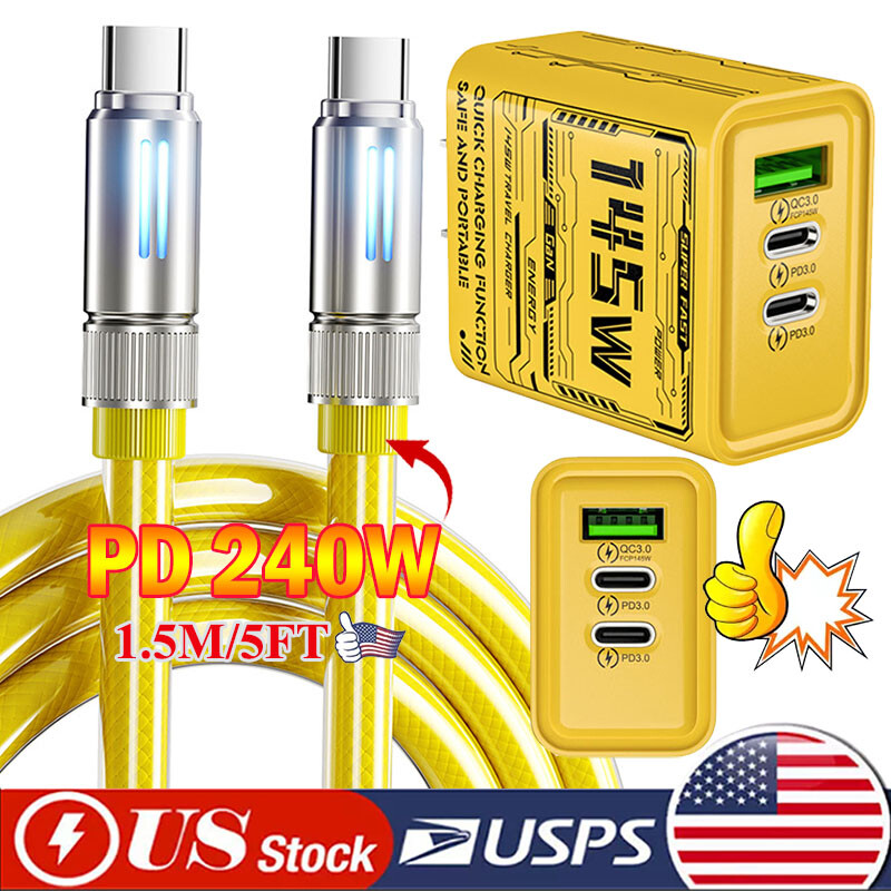 240W Ultra Fast USB-C Wall Charger for Samsung S25 S24 Ultra S23 Plus