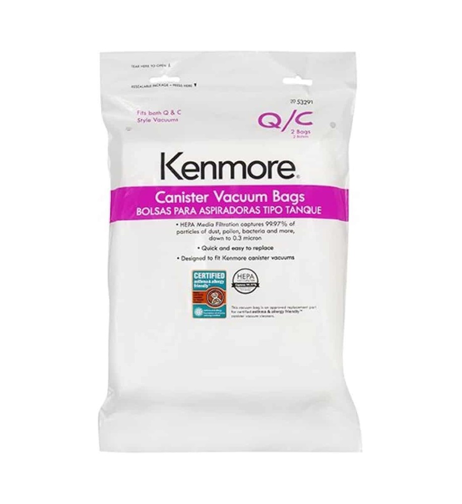 Kenmore Sears Type Q/C HEPA Vacuum Bags Style 20 53292 - Replaces 50557 & 50558 - 6 Pack