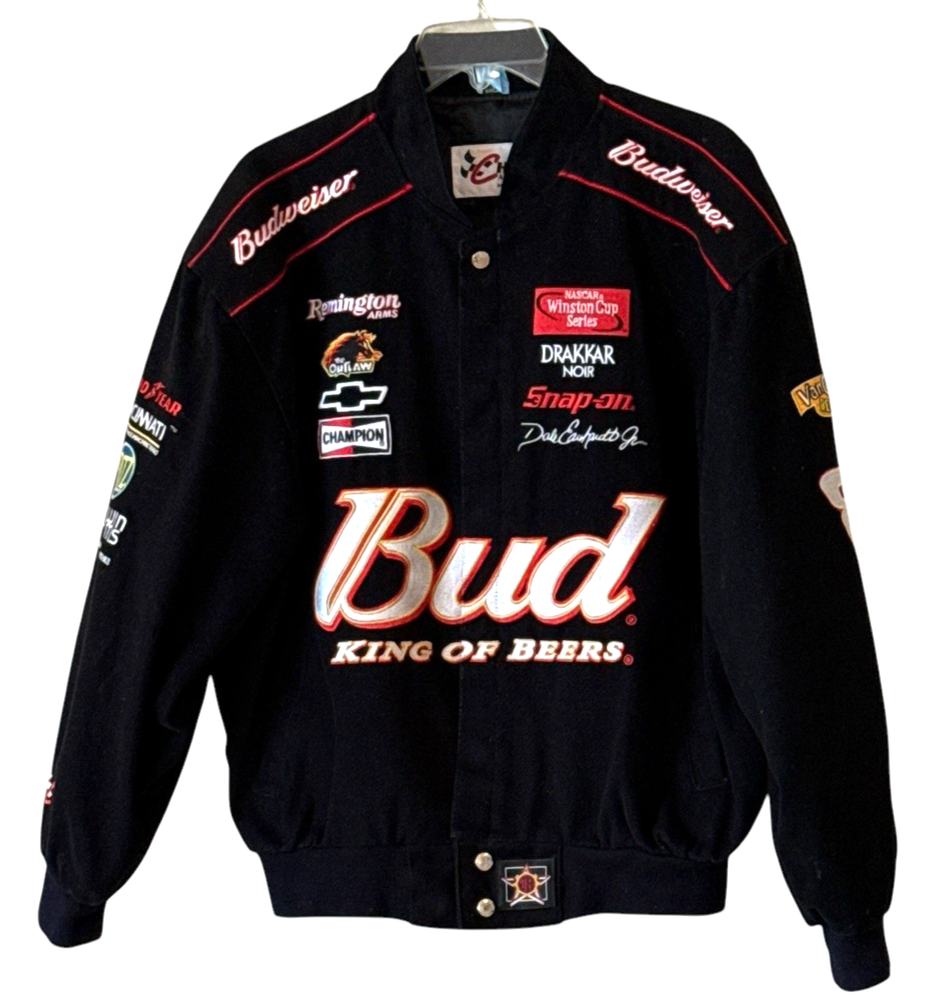 Chase JH Designs Dale Earnhardt Jr Nascar Bud King of Beers Jacket Mens Sz Med