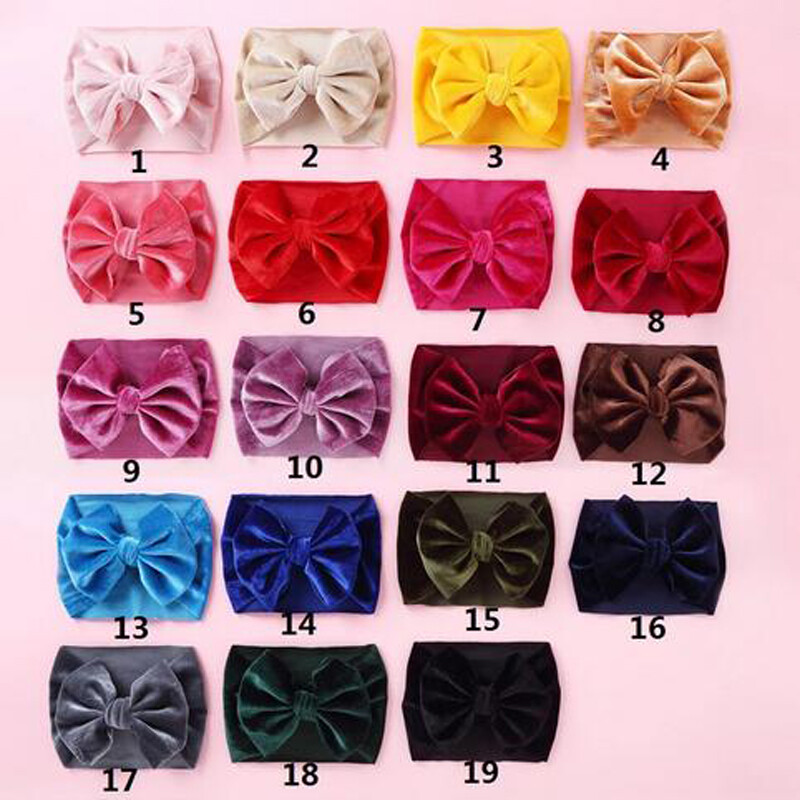 Velvet Baby Headband Turban Big Bow Baby Girl Headband For Newborn Bow Hair Band
