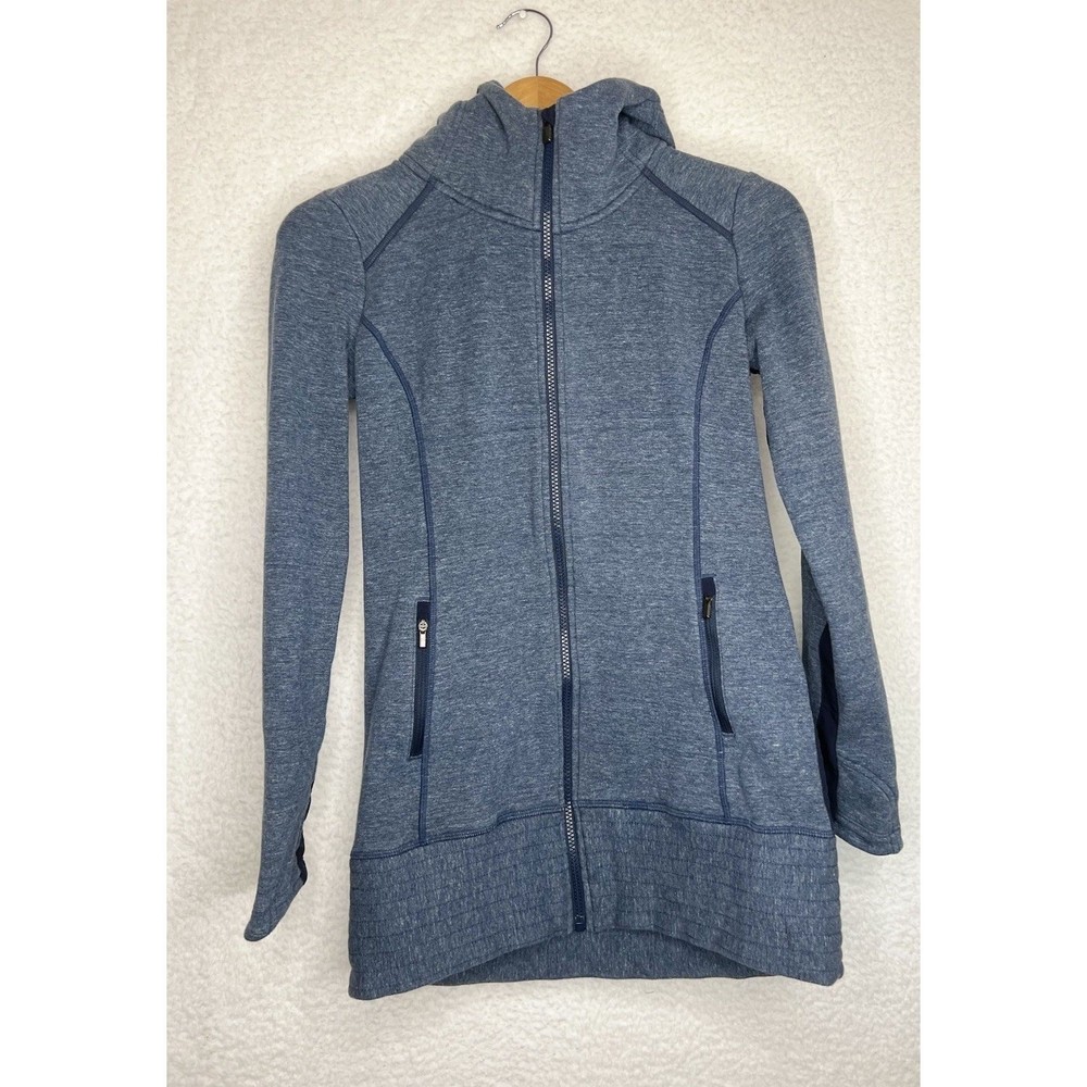 Athleta Blue Full Zip Lined Hooded Jacket Women's XXS Activewear Outdoor Workout