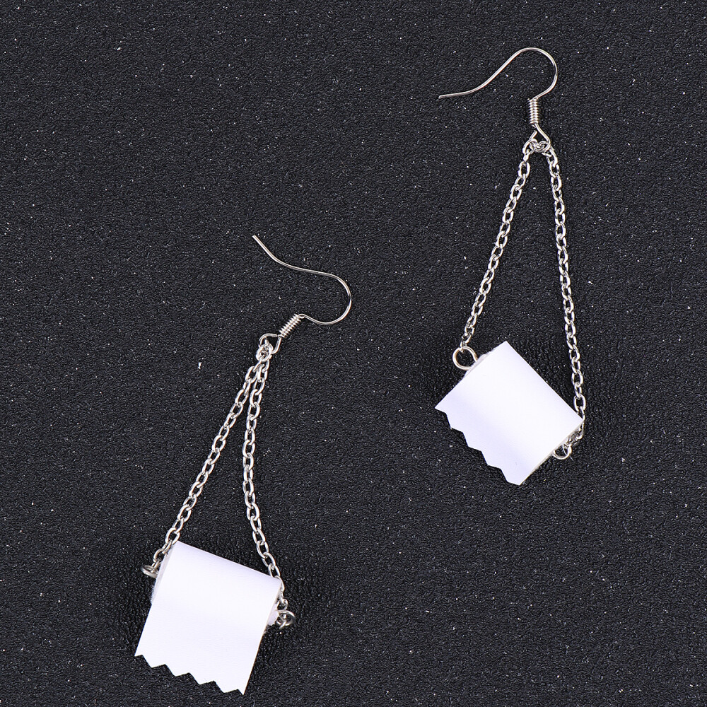 2 Pairs Cosplay Earring Paper Roll Pendant Funny Dangling Earrings